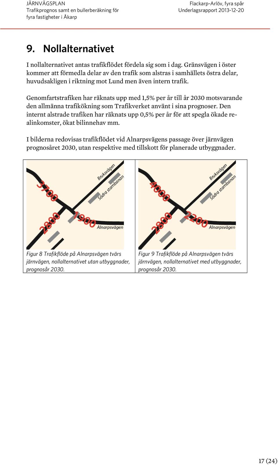 Genomfartstrafiken har räknats upp med 1,5% per år till år 2030 motsvarande den allmänna trafikökning som Trafikverket använt i sina prognoser.