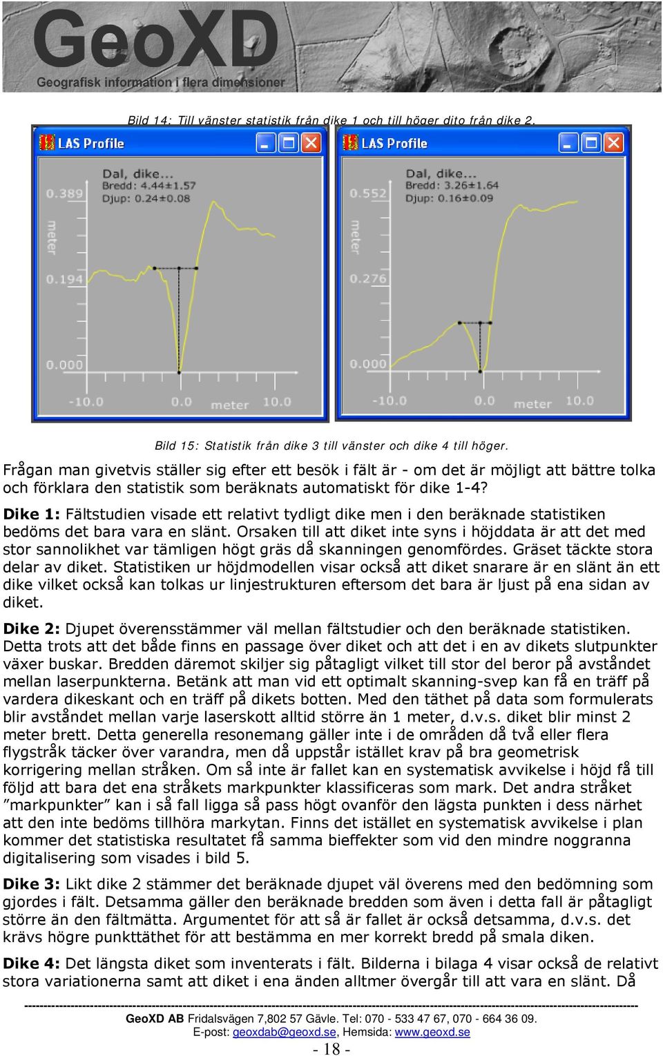 Dike 1: Fältstudien visade ett relativt tydligt dike men i den beräknade statistiken bedöms det bara vara en slänt.