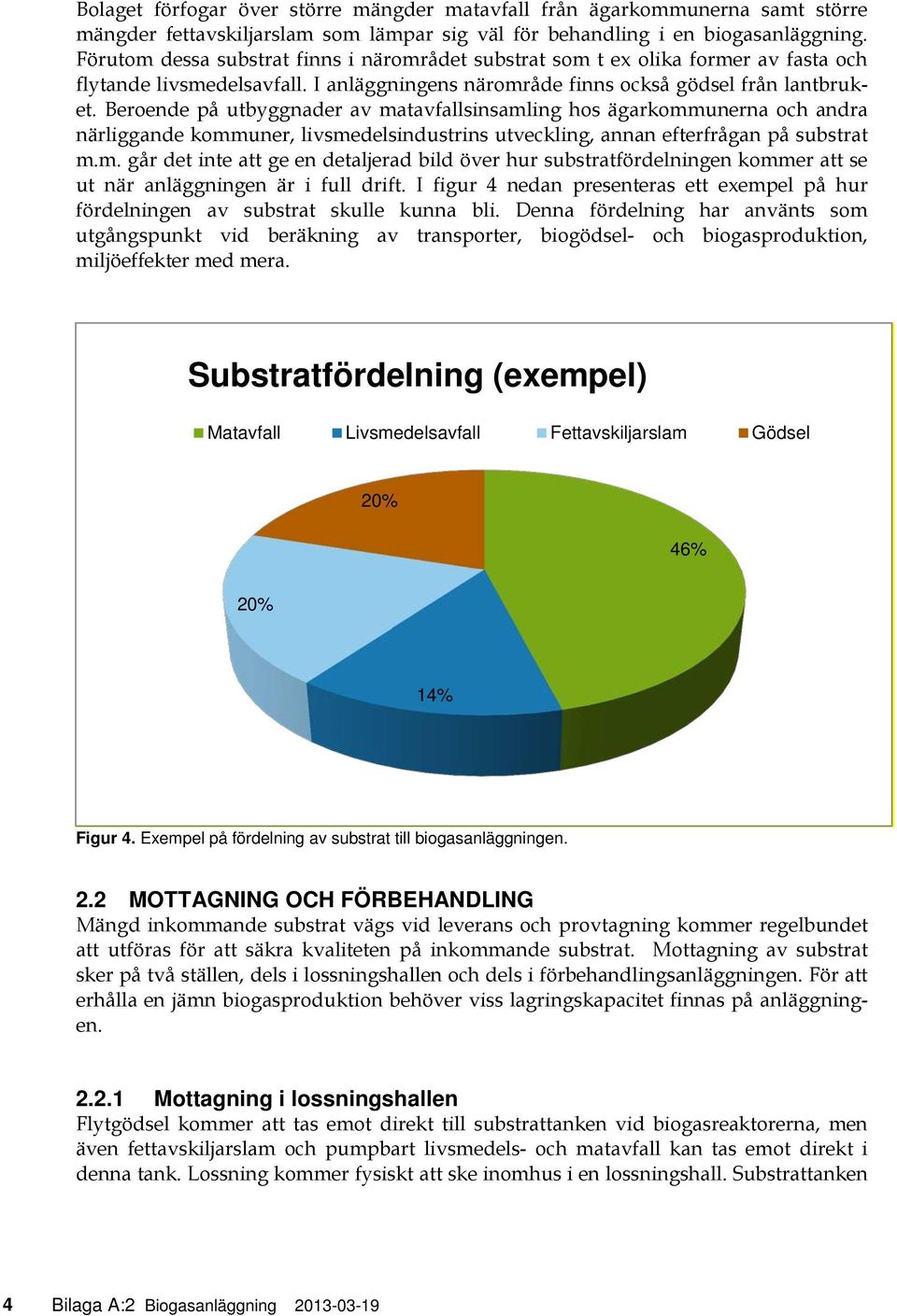 Beroende på utbyggnader av matavfallsinsamling hos ägarkommunerna och andra närliggande kommuner, livsmedelsindustrins utveckling, annan efterfrågan på substrat m.m. går det inte att ge en detaljerad bild över hur substratfördelningen kommer att se ut när anläggningen är i full drift.