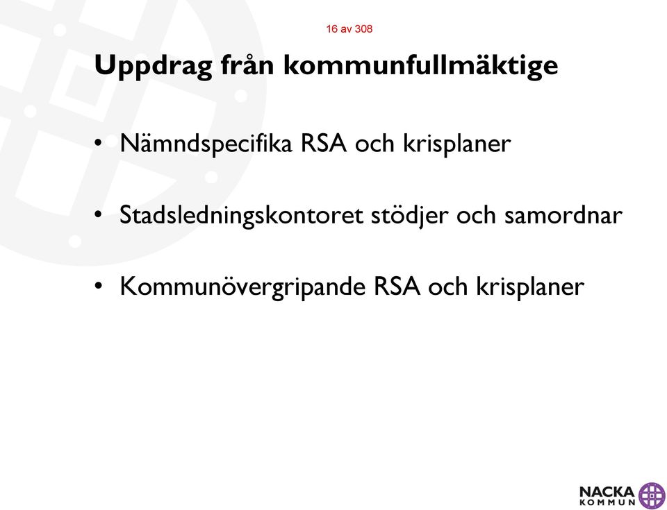 och krisplaner Stadsledningskontoret