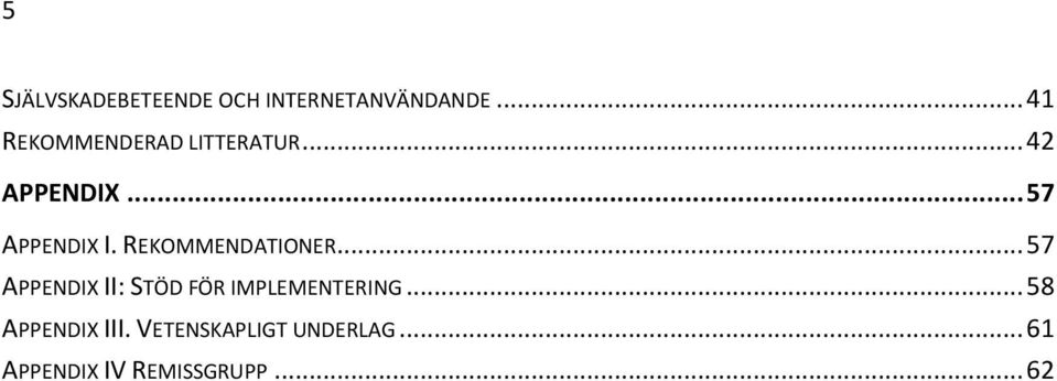 REKOMMENDATIONER... 57 APPENDIX II: STÖD FÖR IMPLEMENTERING.