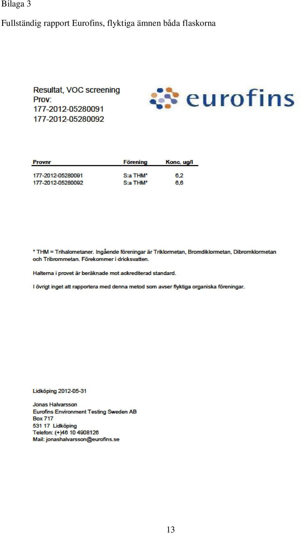 rapport Eurofins,