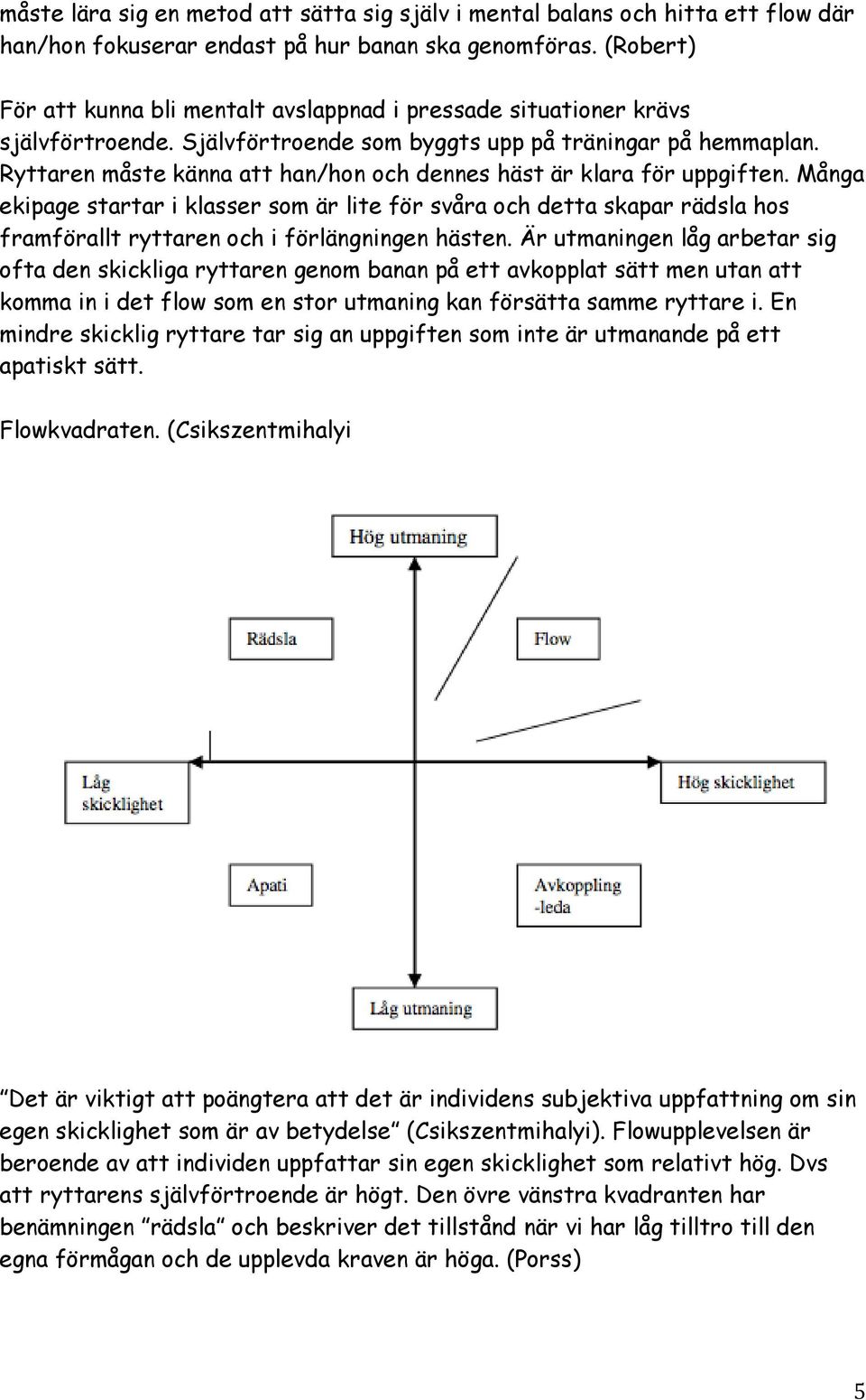 Ryttaren måste känna att han/hon och dennes häst är klara för uppgiften.