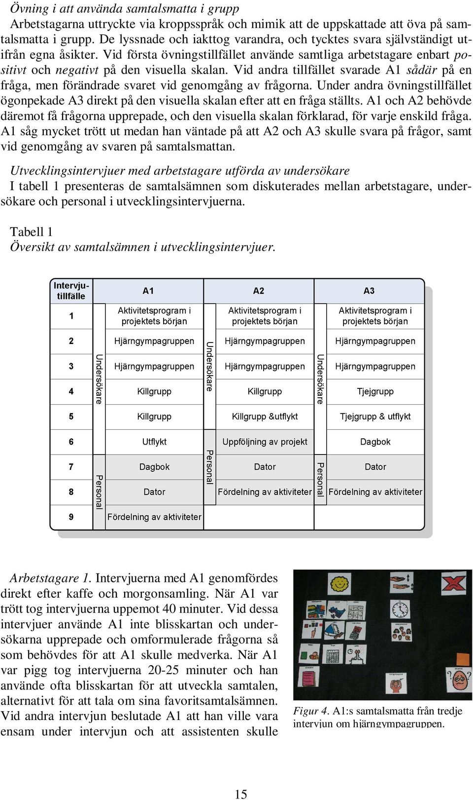 Vid andra tillfället svarade A1 sådär på en fråga, men förändrade svaret vid genomgång av frågorna.