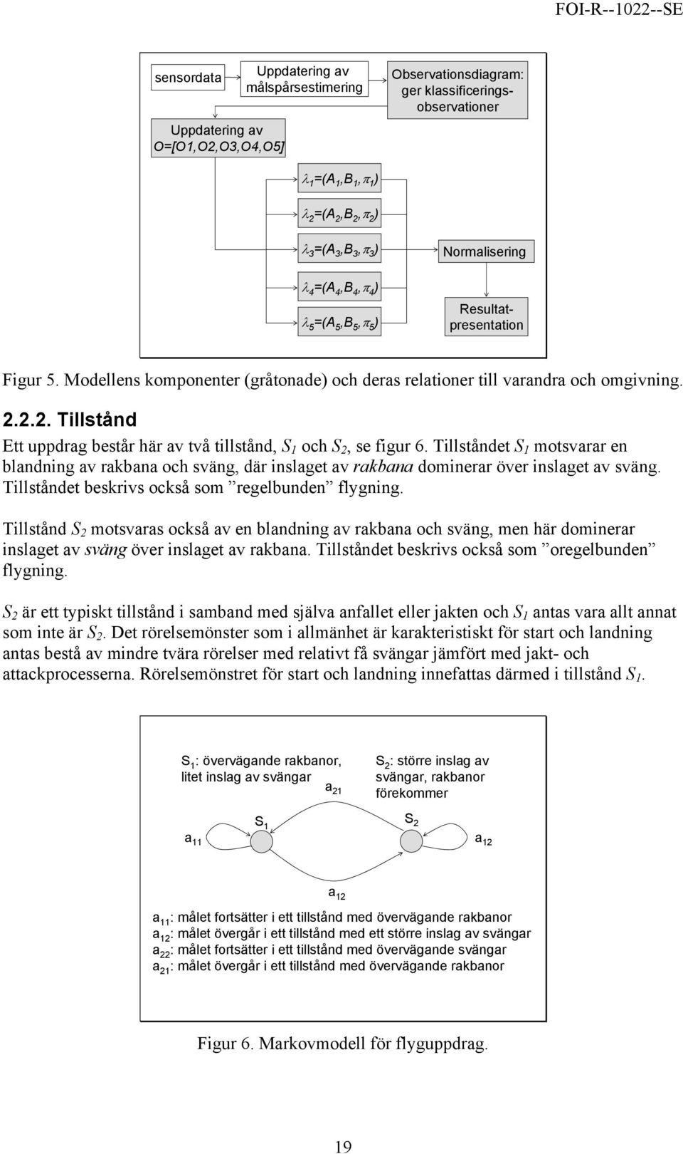 2.2. Tillstånd Ett uppdrag består här av två tillstånd, S 1 och S 2, se figur 6. Tillståndet S 1 motsvarar en blandning av rakbana och sväng, där inslaget av rakbana dominerar över inslaget av sväng.