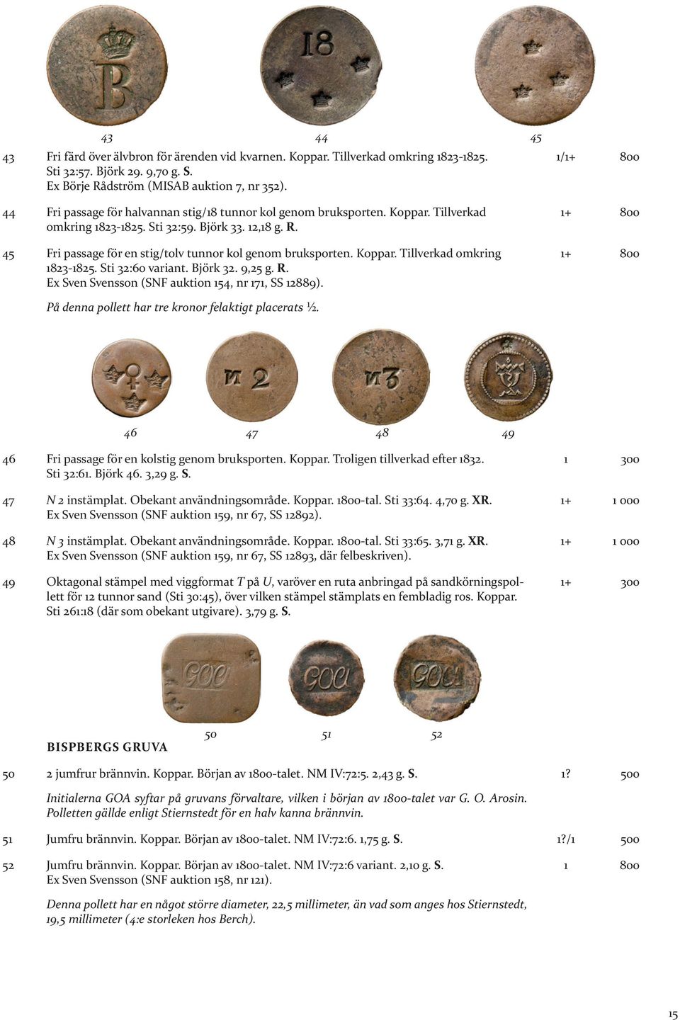 Koppar. Tillverkad omkring 1823-1825. Sti 32:60 variant. Björk 32. 9,25 g. R. Ex Sven Svensson (SNF auktion 154, nr 171, SS 12889).