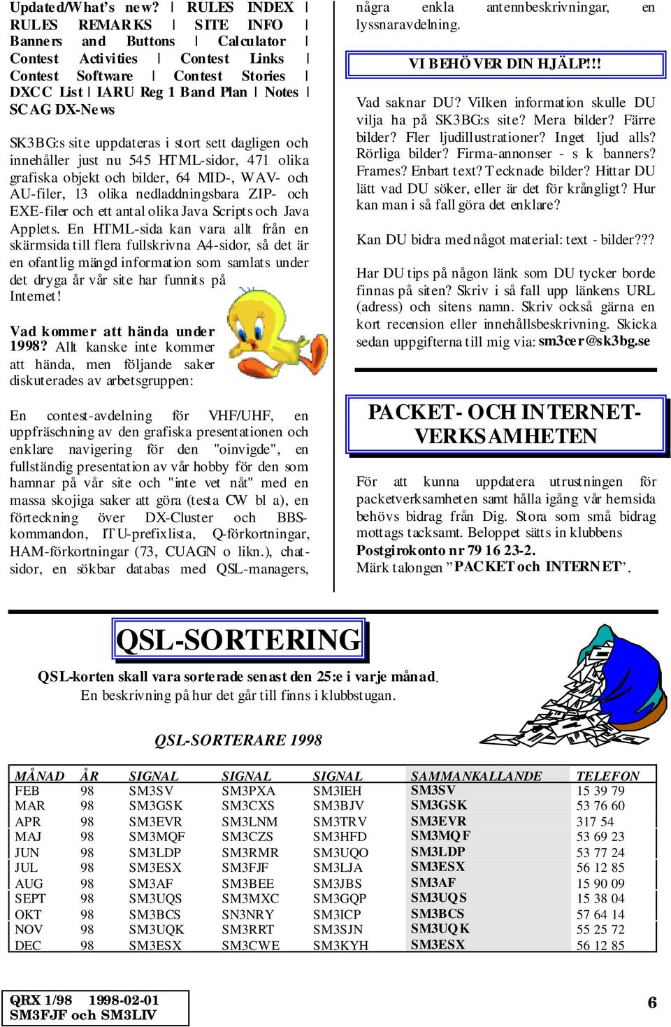 uppdateras i stort sett dagligen och innehåller just nu 545 HTML-sidor, 471 olika grafiska objekt och bilder, 64 MID-, WAV- och AU-filer, 13 olika nedladdningsbara ZIP- och EXE-filer och ett antal