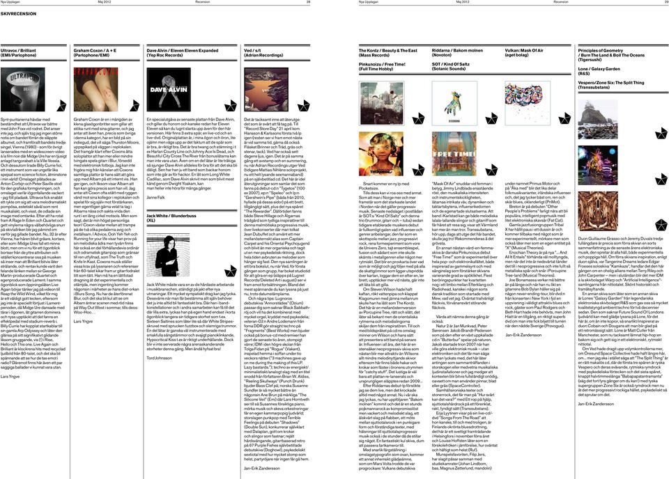 (Full Time Hobby) Riddrn / Bkom molnen (Novoton) SOT / Kind Of Sltz (Sotnic Sounds) Vulkn: Msk Of Air (eget bolg) Principles of Geometry / Burn The Lnd & Boil The Ocens (Tigersushi) Lone / Glxy Grden