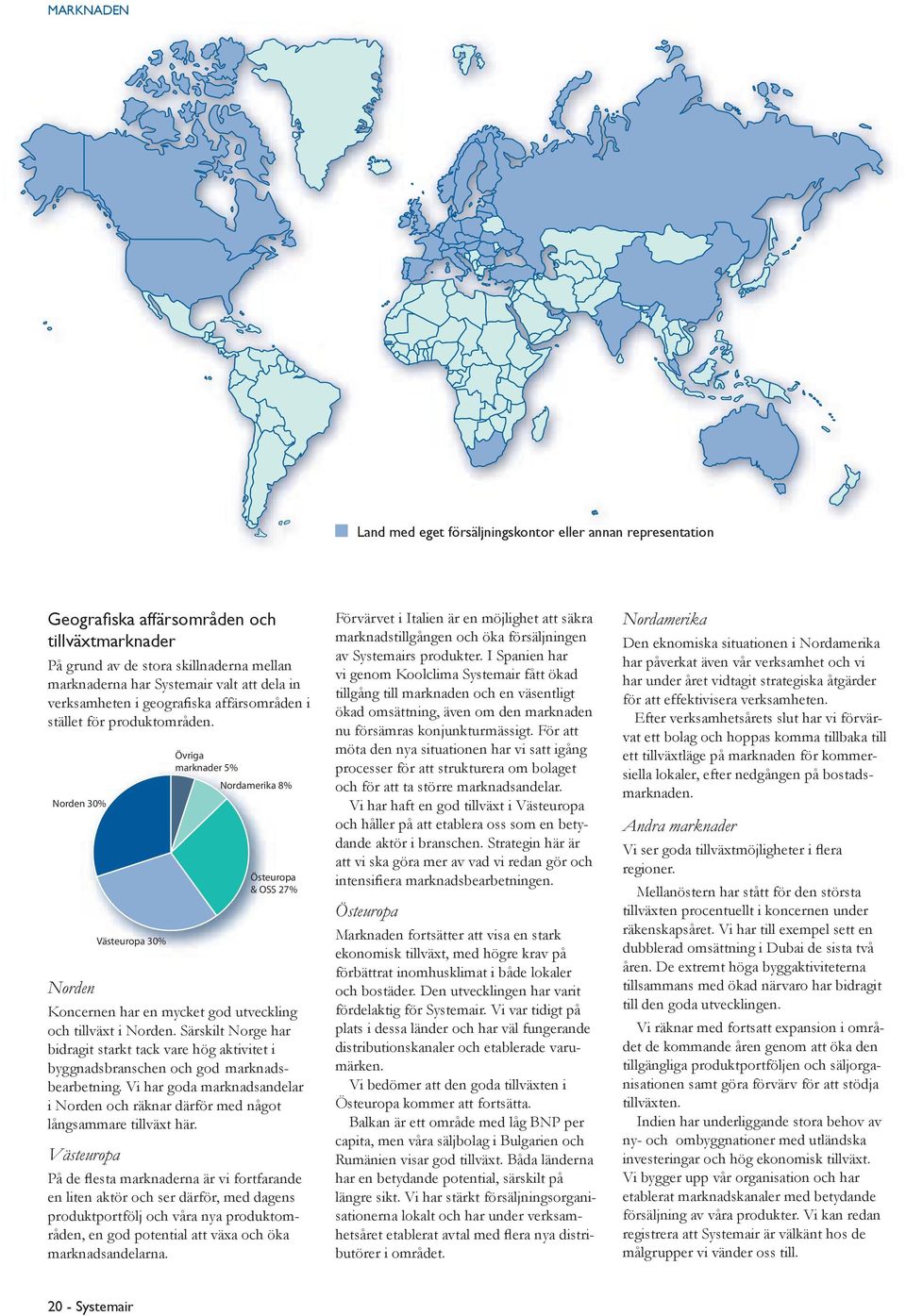 Övriga marknader 5% Nordamerika 8% Norden 30% Östeuropa & OSS 27% Förvärvet i Italien är en möjlighet att säkra marknadstillgången och öka försäljningen av Systemairs produkter.