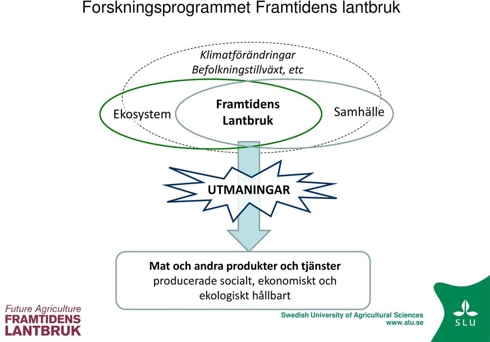 Framtidens Lantbruk Samhälle UTMANINGAR Mat och andra