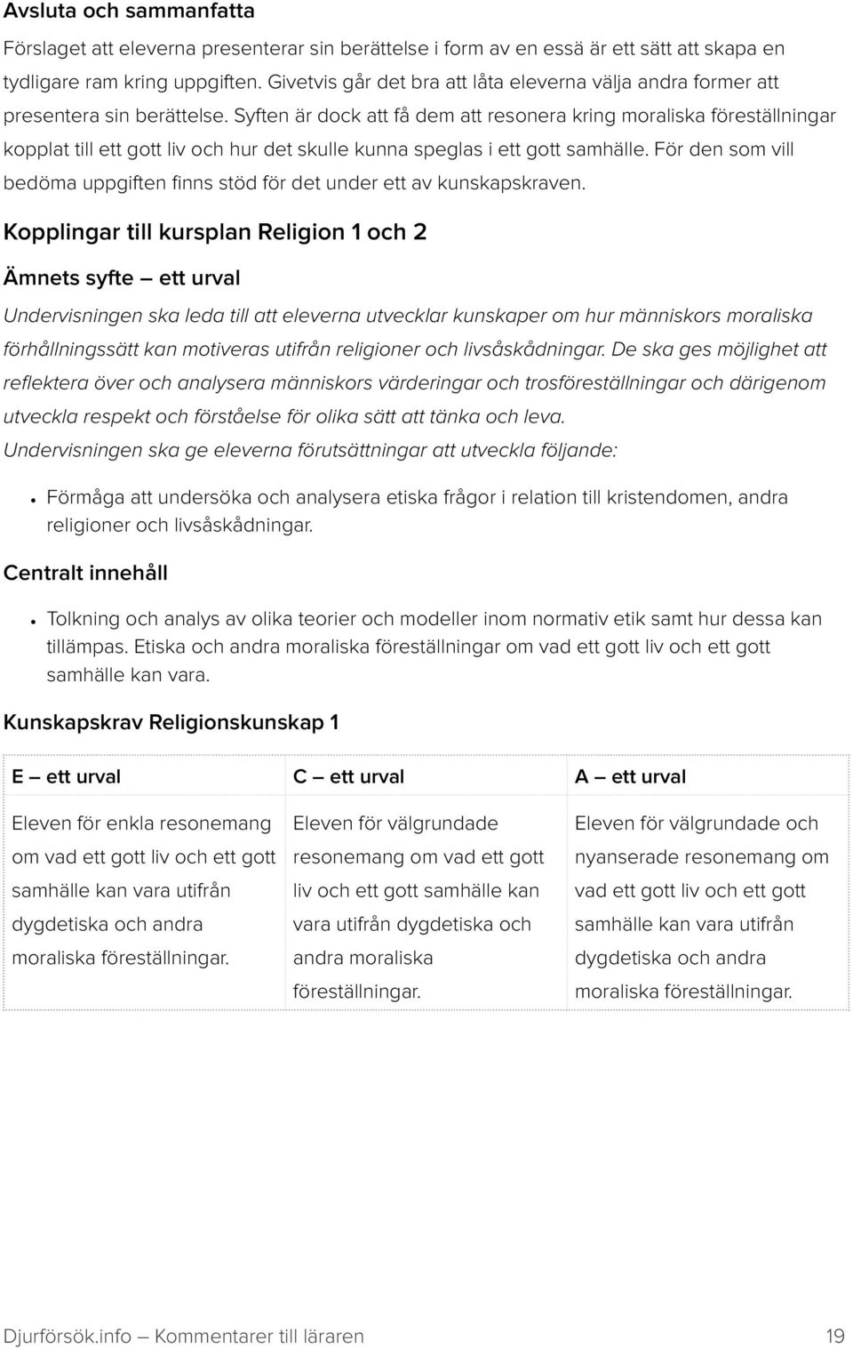 Syften är dock att få dem att resonera kring moraliska föreställningar kopplat till ett gott liv och hur det skulle kunna speglas i ett gott samhälle.