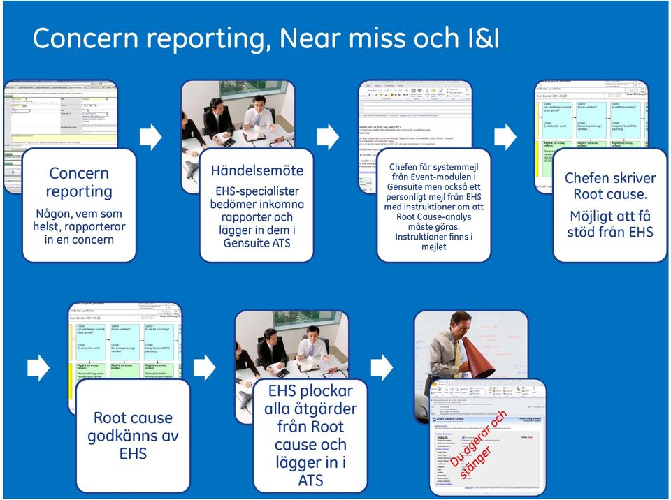 men också ett personligt mejl från EHS med instruktioner om att Root Cause-analys måste göras.