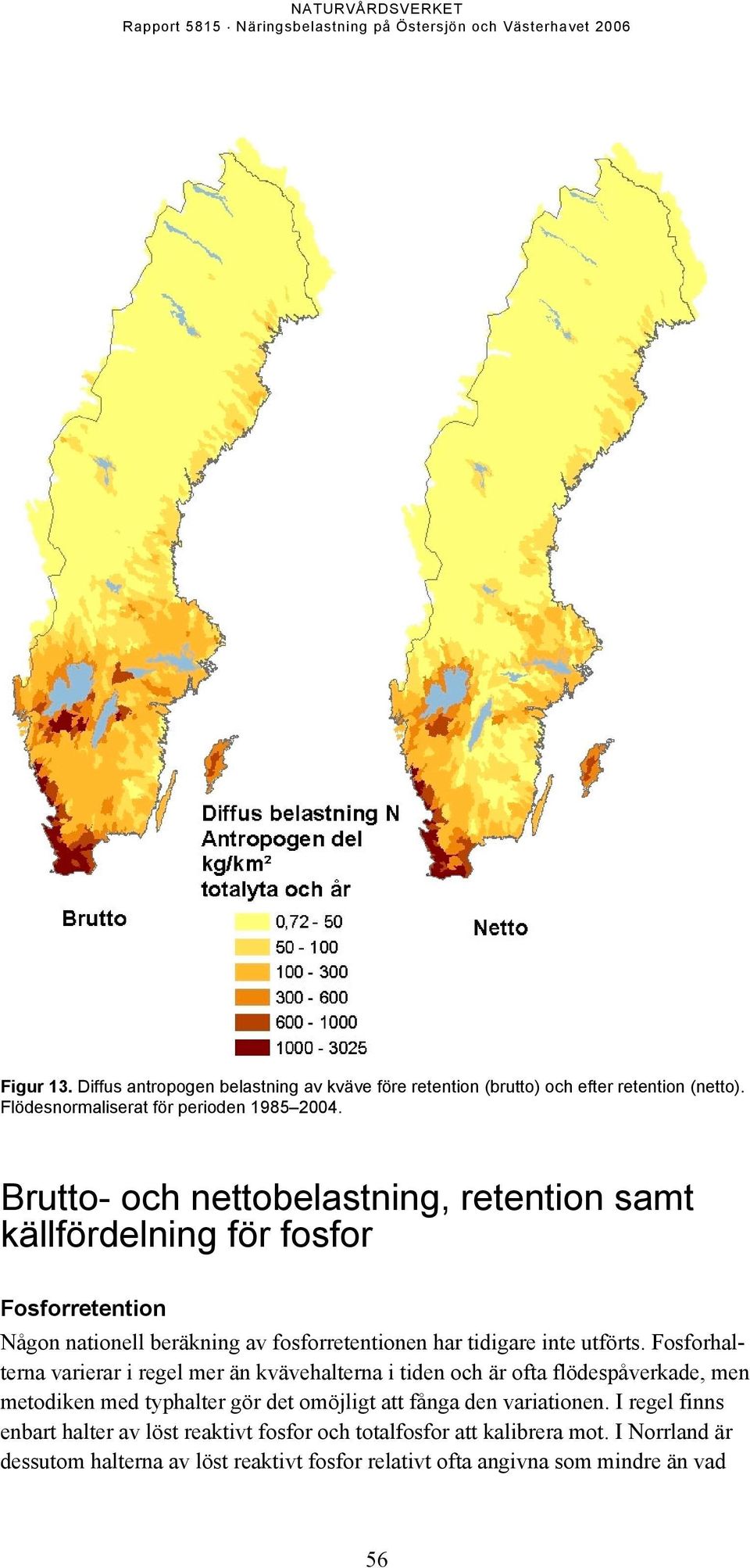 Fosforhalterna varierar i regel mer än kvävehalterna i tiden och är ofta flödespåverkade, men metodiken med typhalter gör det omöjligt att fånga den variationen.