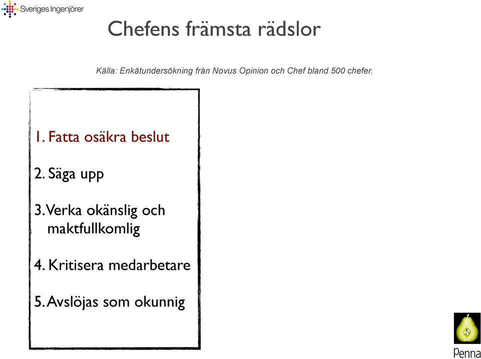 Fatta osäkra beslut 2. Säga upp 3.