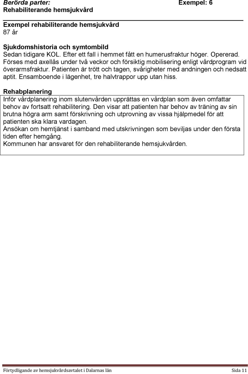 Patienten är trött och tagen, svårigheter med andningen och nedsatt aptit. Ensamboende i lägenhet, tre halvtrappor upp utan hiss.