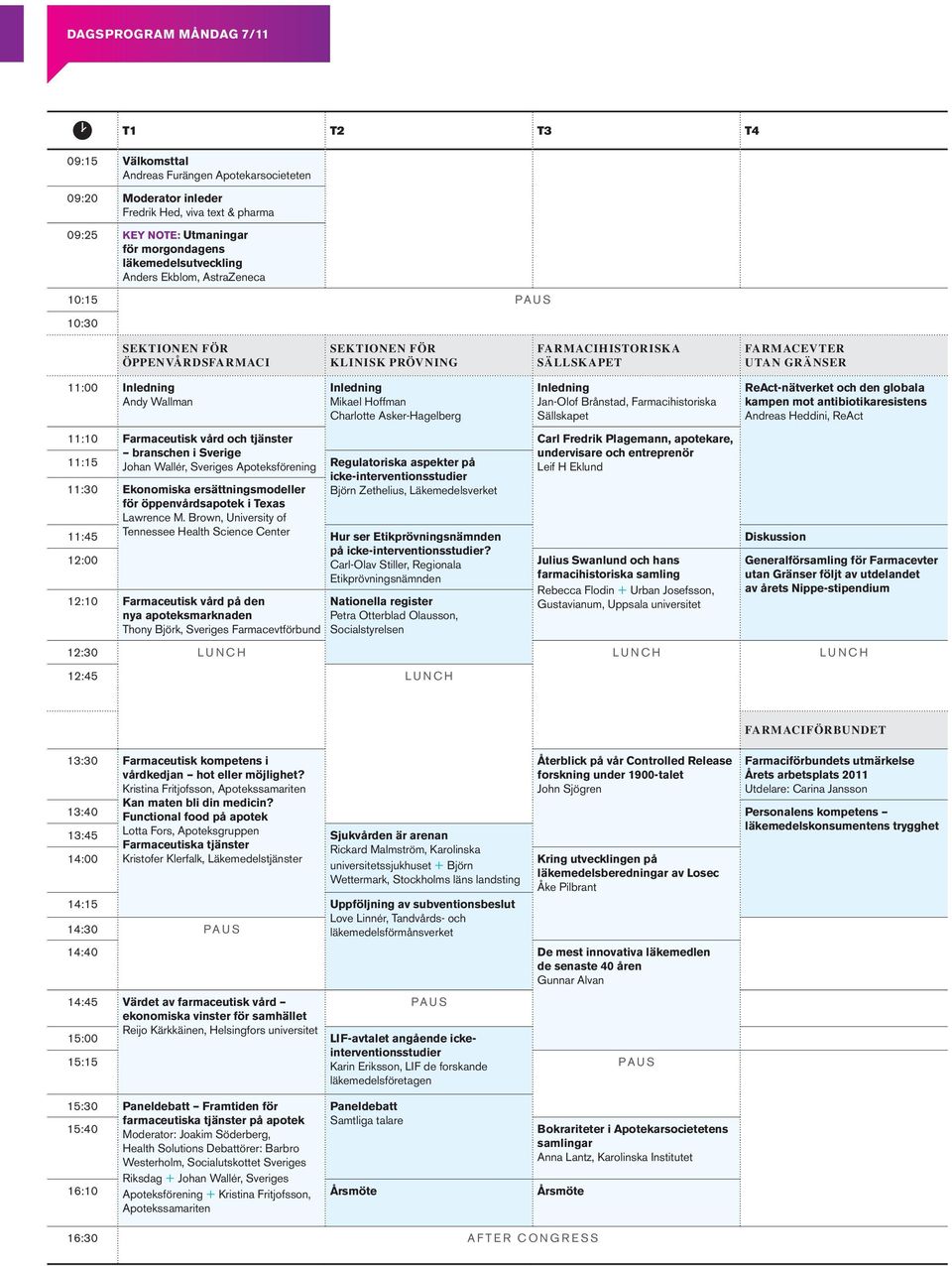 Asker-Hagelberg 11:10 Farmaceutisk vård och tjänster 11:15 branschen i Sverige Johan Wallér, Sveriges Apoteksförening Regulatoriska aspekter på icke-interventionsstudier 11:30 Ekonomiska