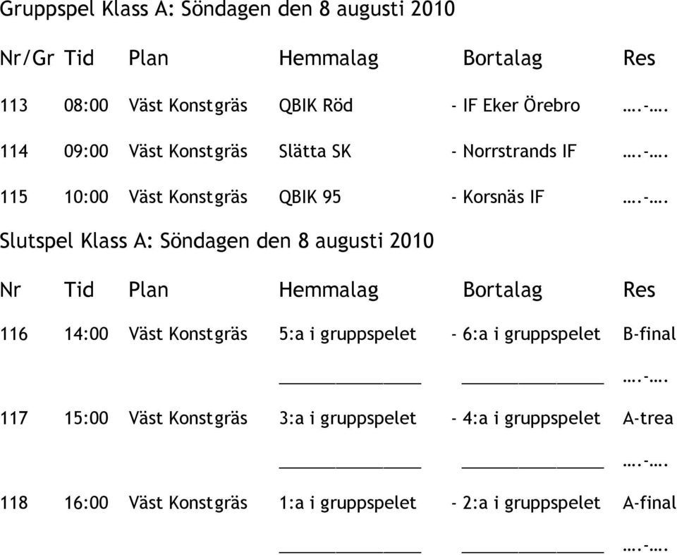 114 09:00 Väst Konst gräs Slätta SK - 