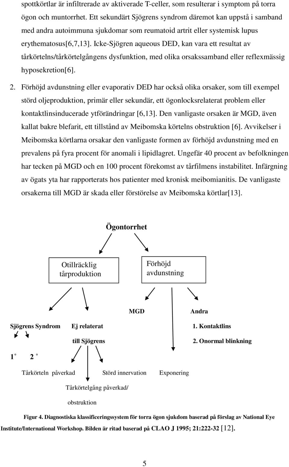 Icke-Sjögren aqueous DED, kan vara ett resultat av tårkörtelns/tårkörtelgångens dysfunktion, med olika orsakssamband eller reflexmässig hyposekretion[6]. 2.