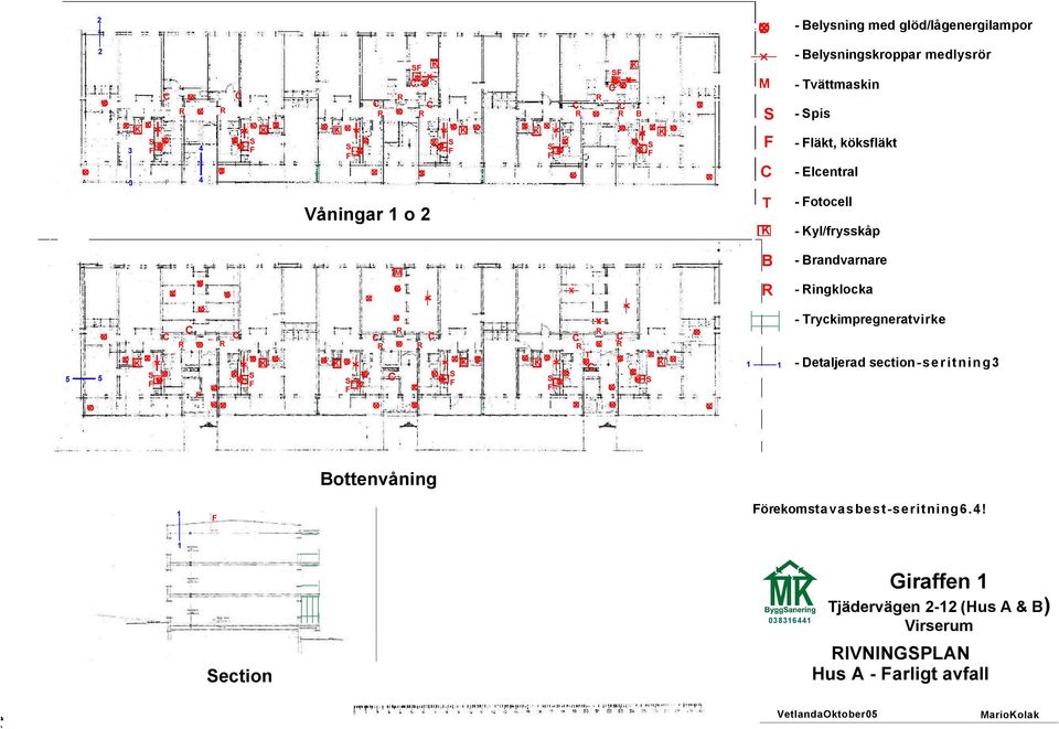 Tryckimpregneratvirke 5 5 T 1 1 - Detaljerad section - s e r i t n i n g 3 Bottenvåning 1