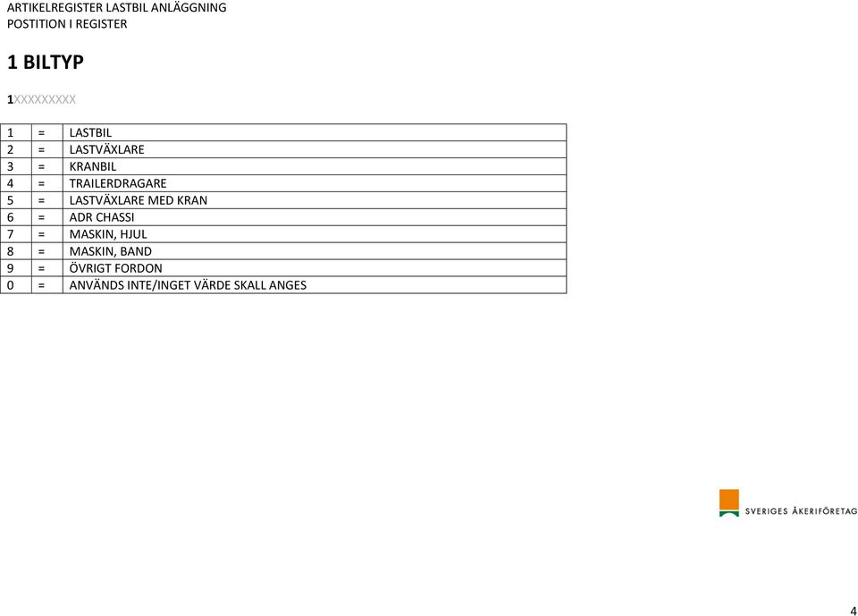 TRAILERDRAGARE 5 = LASTVÄXLARE MED KRAN 6 = ADR CHASSI 7 = MASKIN,