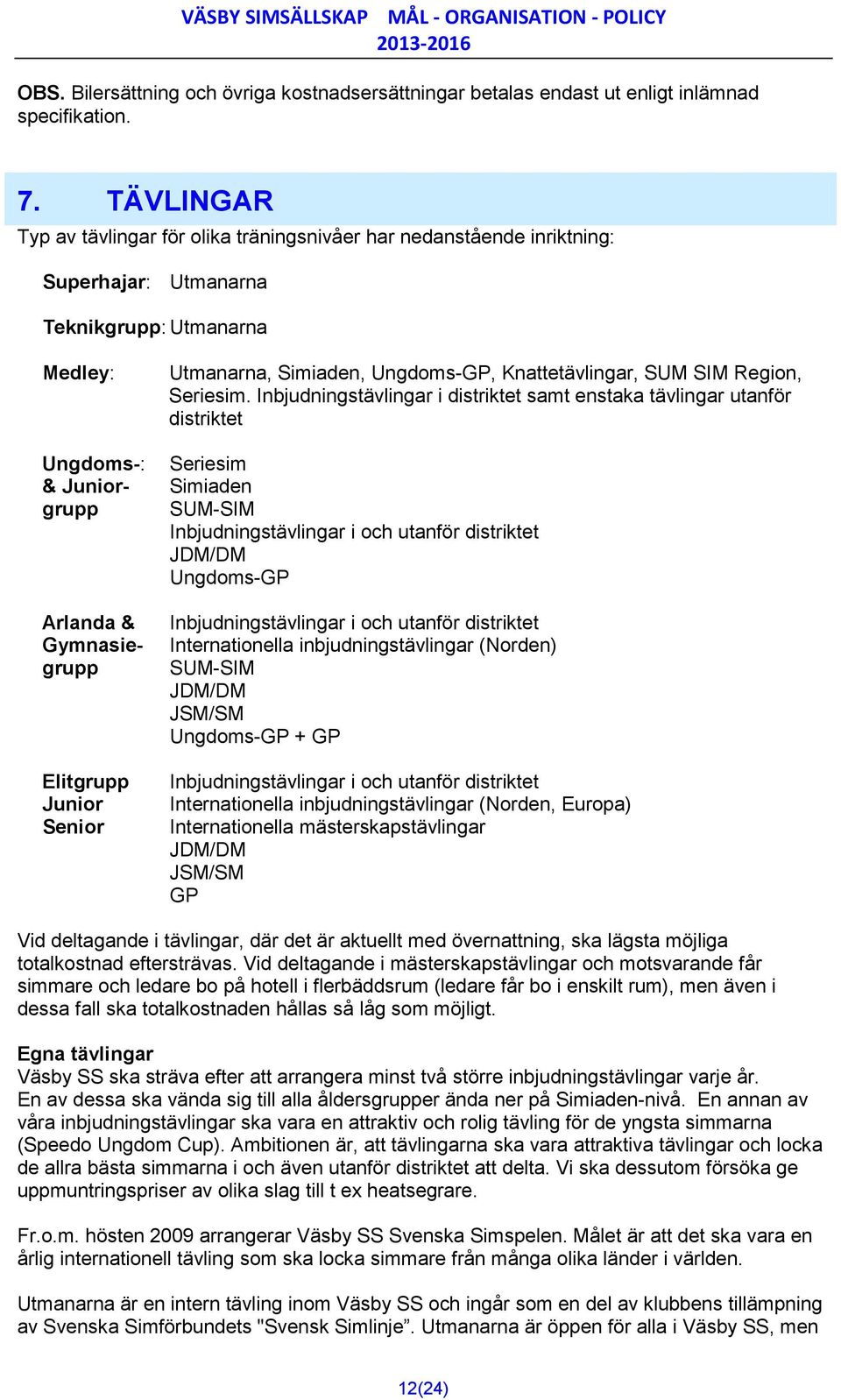 Senior Utmanarna, Simiaden, Ungdoms-GP, Knattetävlingar, SUM SIM Region, Seriesim.