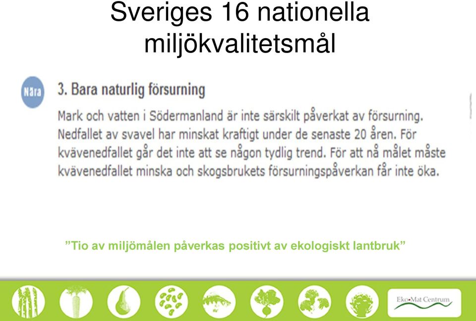 Grundvatten av god kvalitet 10. Hav i balans samt levande kust och skärgård 11. Myllrande våtmarker 12. Levande skogar 13.