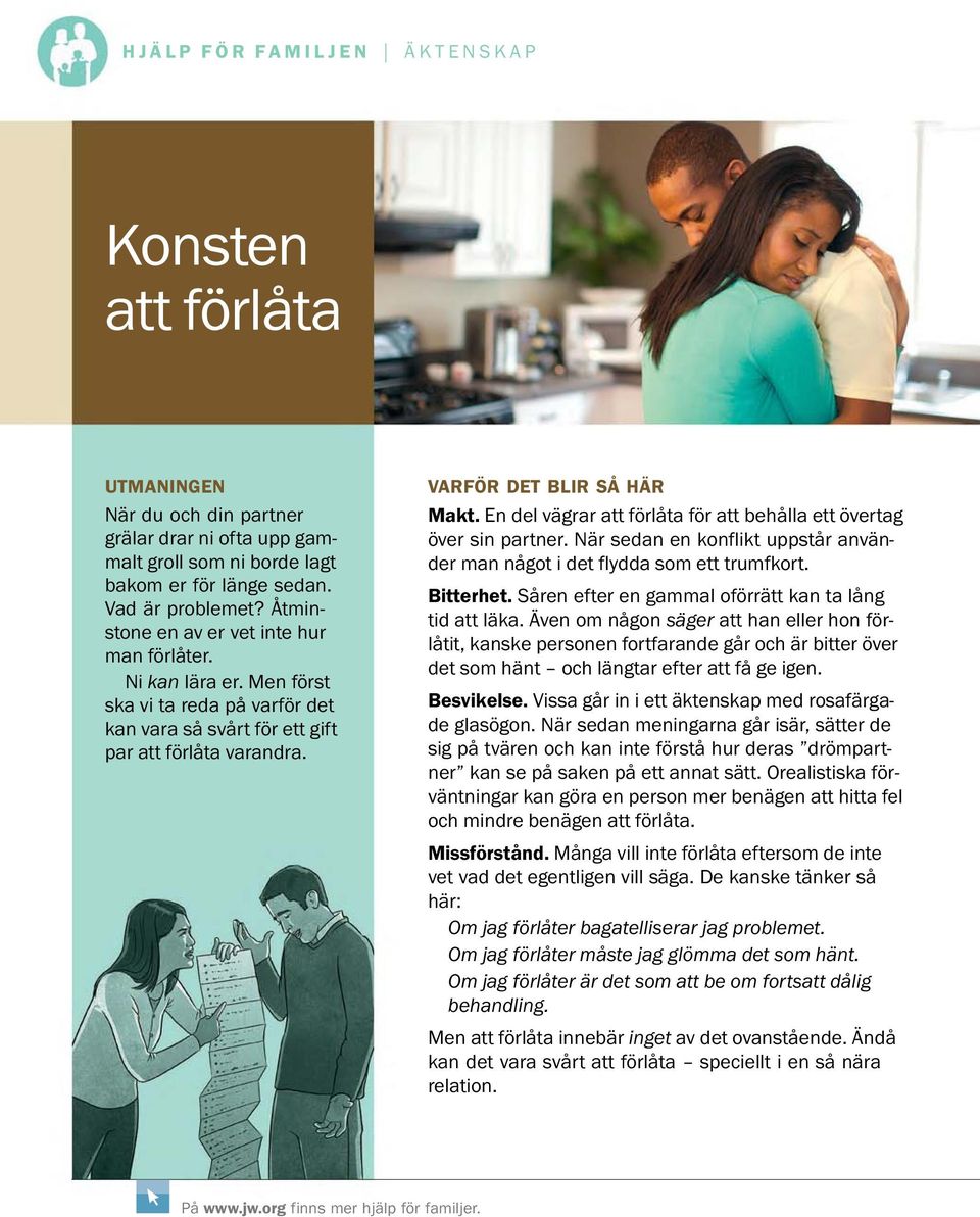 En del vagrar att forl ata for att behalla ett overtag over sin partner. Nar sedan en konflikt uppstar anvan- der man nagot i det flydda som ett trumfkort. Bitterhet.