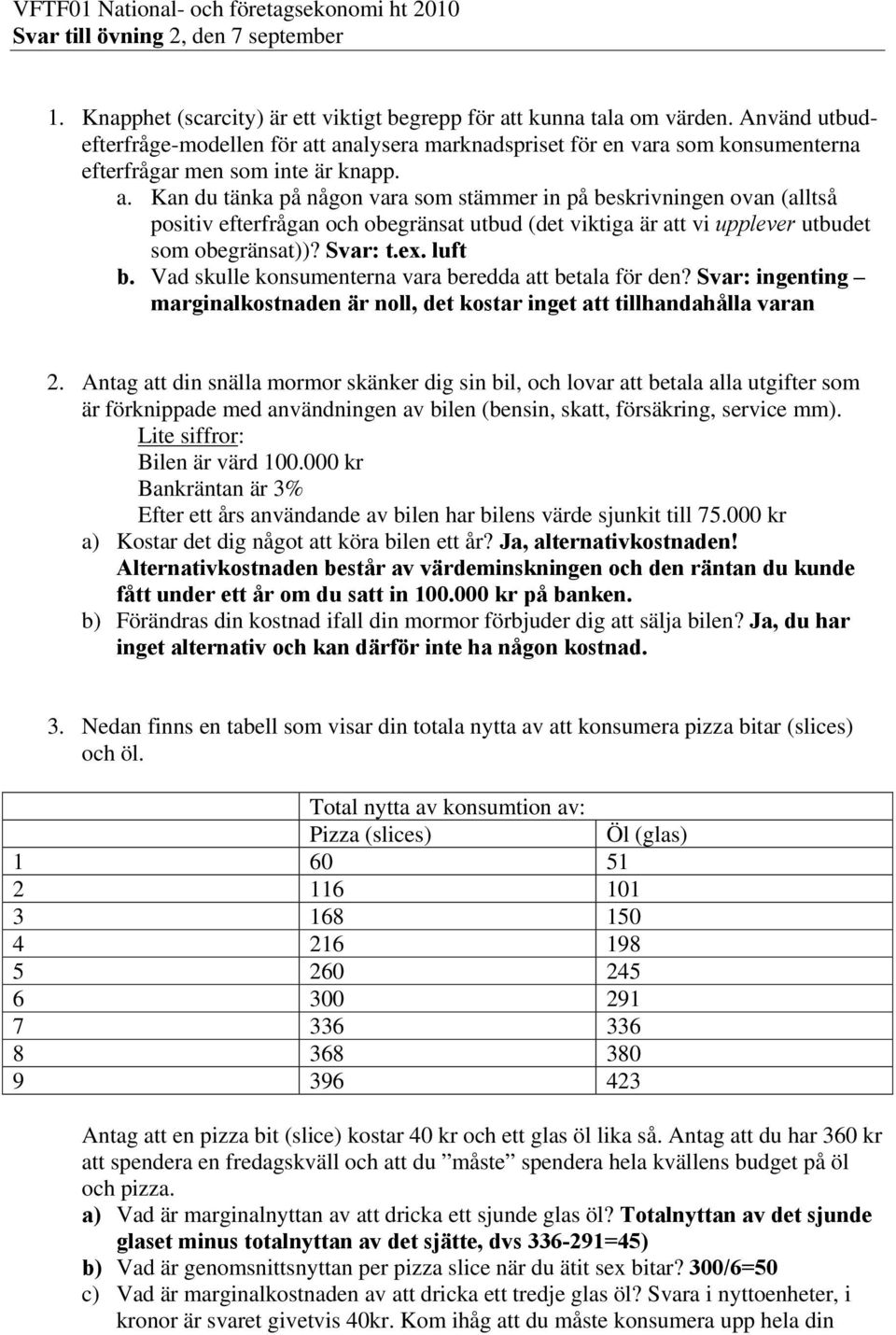 t analysera marknadspriset för en vara som konsumenterna efterfrågar men som inte är knapp. a. Kan du tänka på någon vara som stämmer in på beskrivningen ovan (alltså positiv efterfrågan och obegränsat utbud (det viktiga är att vi upplever utbudet som obegränsat))?