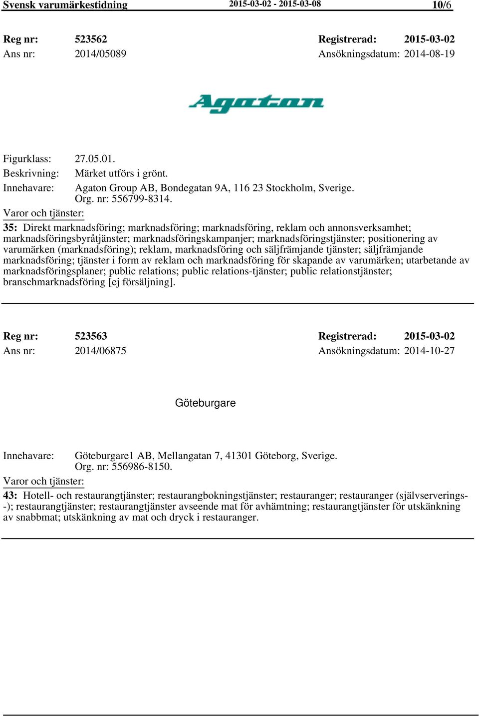 35: Direkt marknadsföring; marknadsföring; marknadsföring, reklam och annonsverksamhet; marknadsföringsbyråtjänster; marknadsföringskampanjer; marknadsföringstjänster; positionering av varumärken