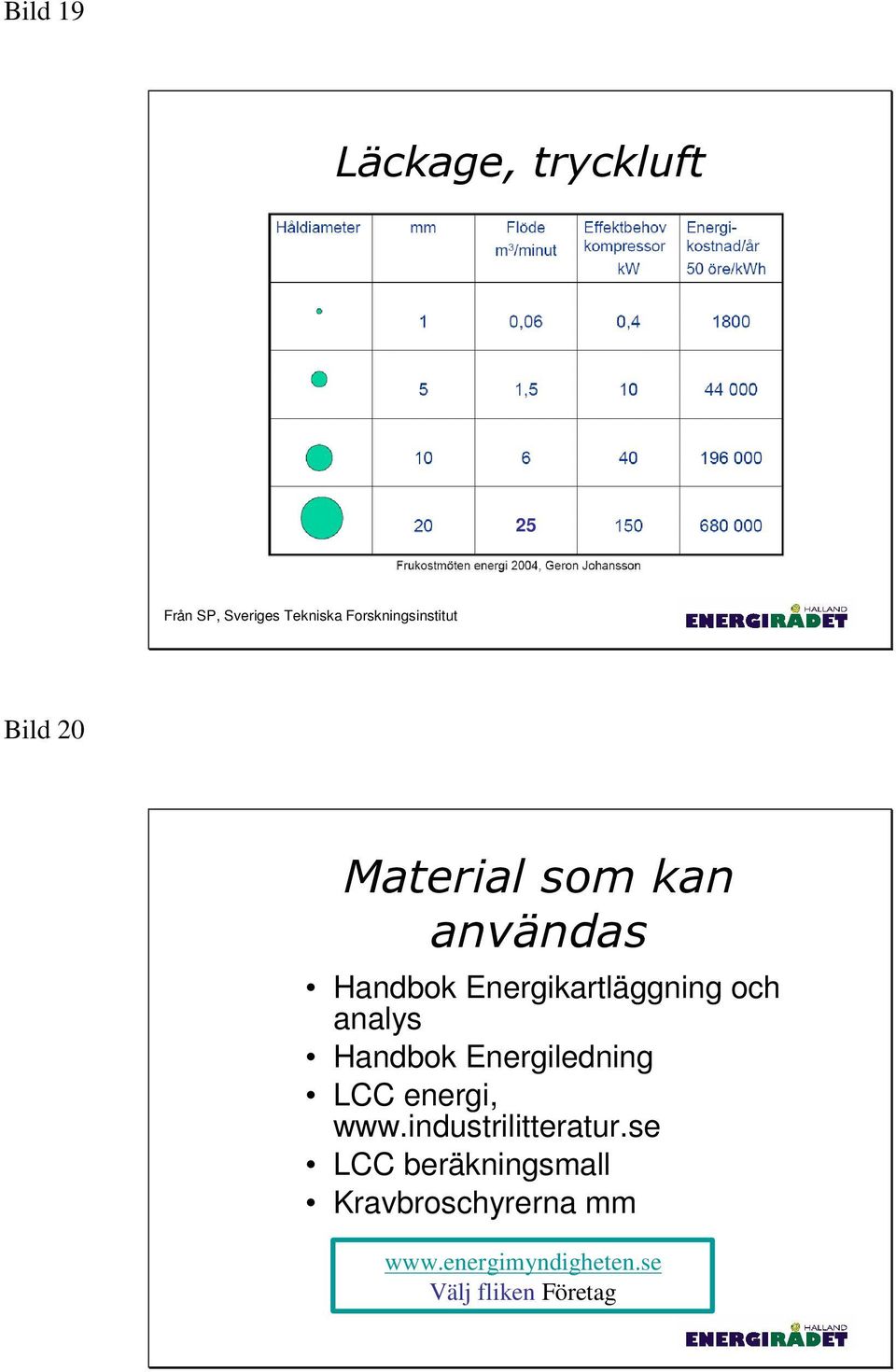 Energikartläggning och analys Handbok Energiledning LCC energi, www.
