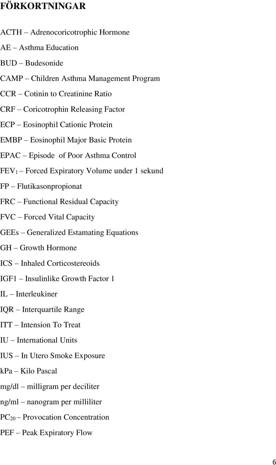 Capacity FVC Forced Vital Capacity GEEs Generalized Estamating Equations GH Growth Hormone ICS Inhaled Corticostereoids IGF1 Insulinlike Growth Factor 1 IL Interleukiner IQR Interquartile Range