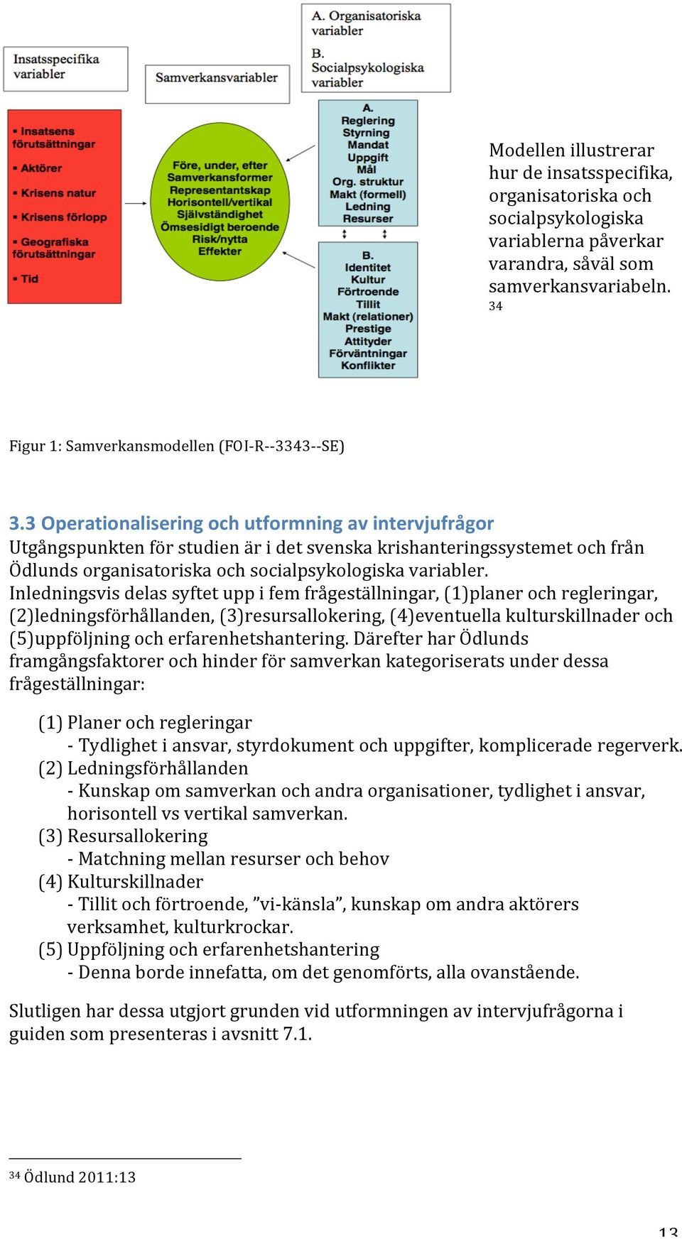 3 Operationalisering och utformning av intervjufrågor Utgångspunkten för studien är i det svenska krishanteringssystemet och från Ödlunds organisatoriska och socialpsykologiska variabler.