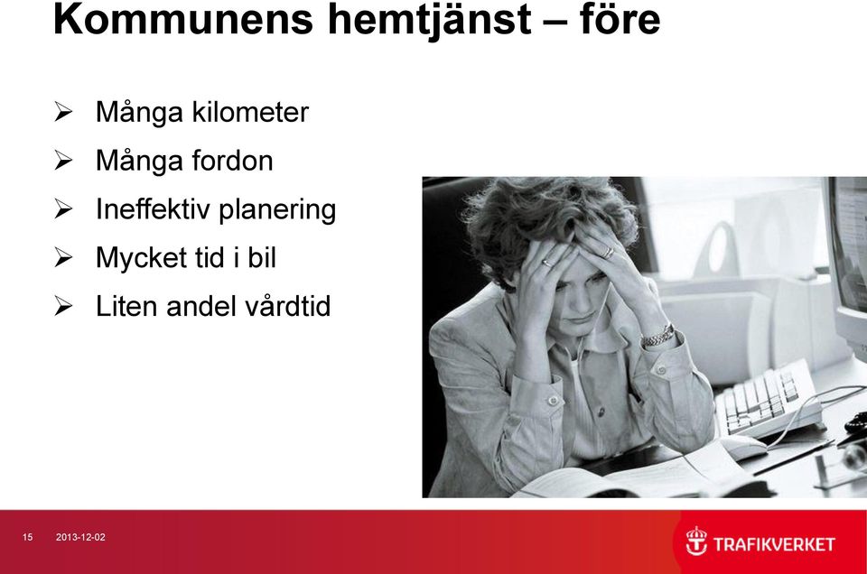 Ineffektiv planering Mycket tid