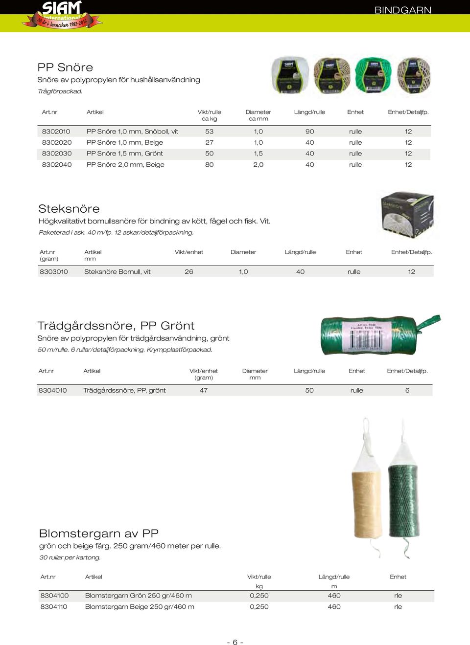 80 2,0 40 rulle 12 Steksnöre Högkvalitativt bomullssnöre för bindning av kött, fågel och fisk. Vit. Paketerad i ask. 40 m/fp. 12 askar/detaljförpackning. Art.