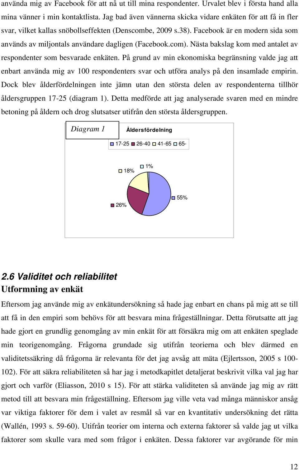 Facebook är en modern sida som används av miljontals användare dagligen (Facebook.com). Nästa bakslag kom med antalet av respondenter som besvarade enkäten.