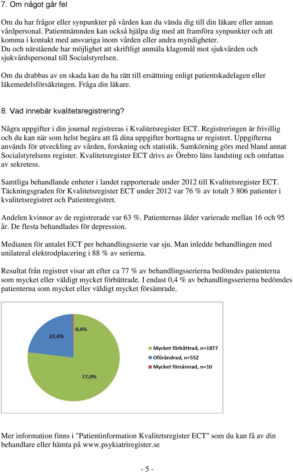 Du och närstående har möjlighet att skriftligt anmäla klagomål mot sjukvården och sjukvårdspersonal till Socialstyrelsen.