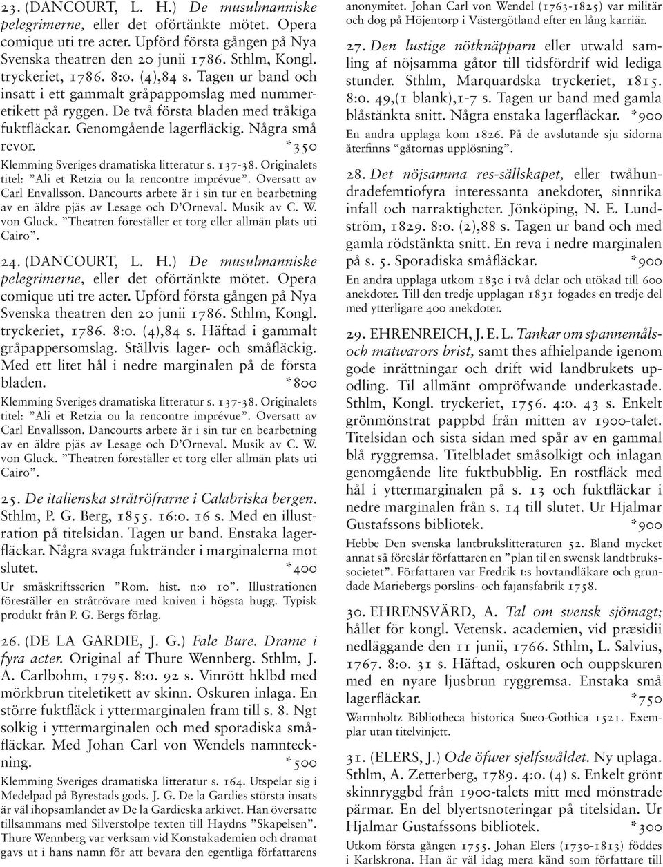 Några små revor. *350 Klemming Sveriges dramatiska litteratur s. 137-38. Originalets titel: Ali et Retzia ou la rencontre imprévue. Översatt av Carl Envallsson.