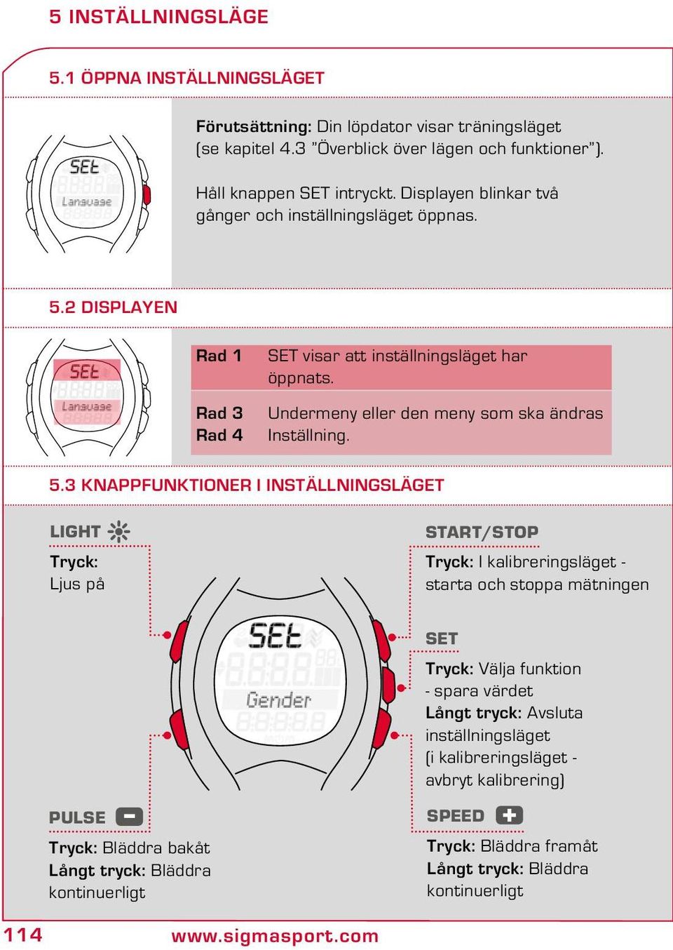 2 Displayen Rad 1 Rad 3 Rad 4 SET visar att inställningsläget har öppnats. Undermeny eller den meny som ska ändras Inställning. 5.