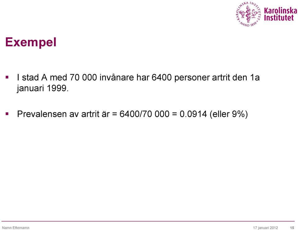 Prevalensen av artrit är = 6400/70 000 = 0.