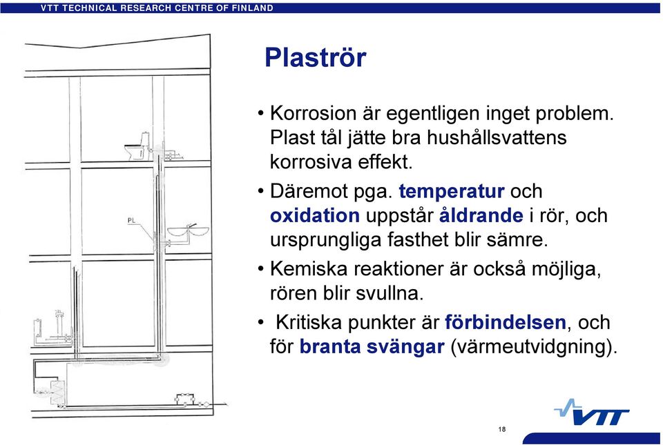 temperatur och oxidation uppstår åldrande i rör, och ursprungliga fasthet blir