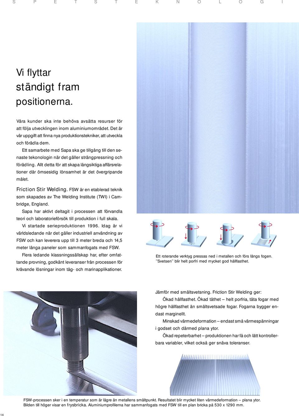 Allt detta för att skapa långsiktiga affärsrelationer där ömsesidig lönsamhet är det övergripande målet. Friction Stir Welding.