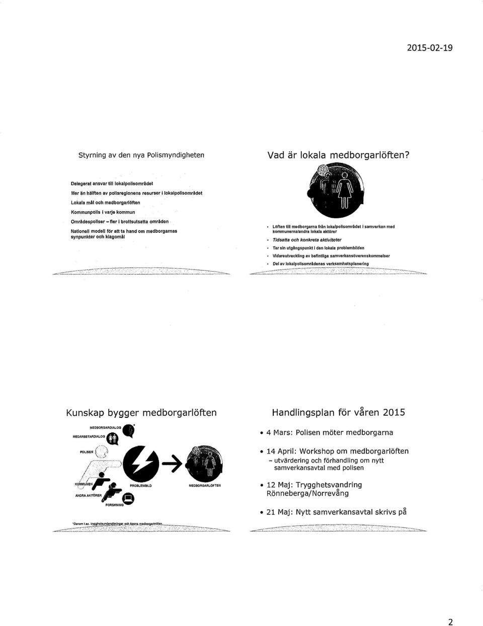 områden NatIonell modell för att ta hand om medborgarnas synpunkter och klagomål - Löften till medborgarna från lokalpollsområdet 1 samverkan med kommunerna/andra lokala aktörer Tickatta och konkreta
