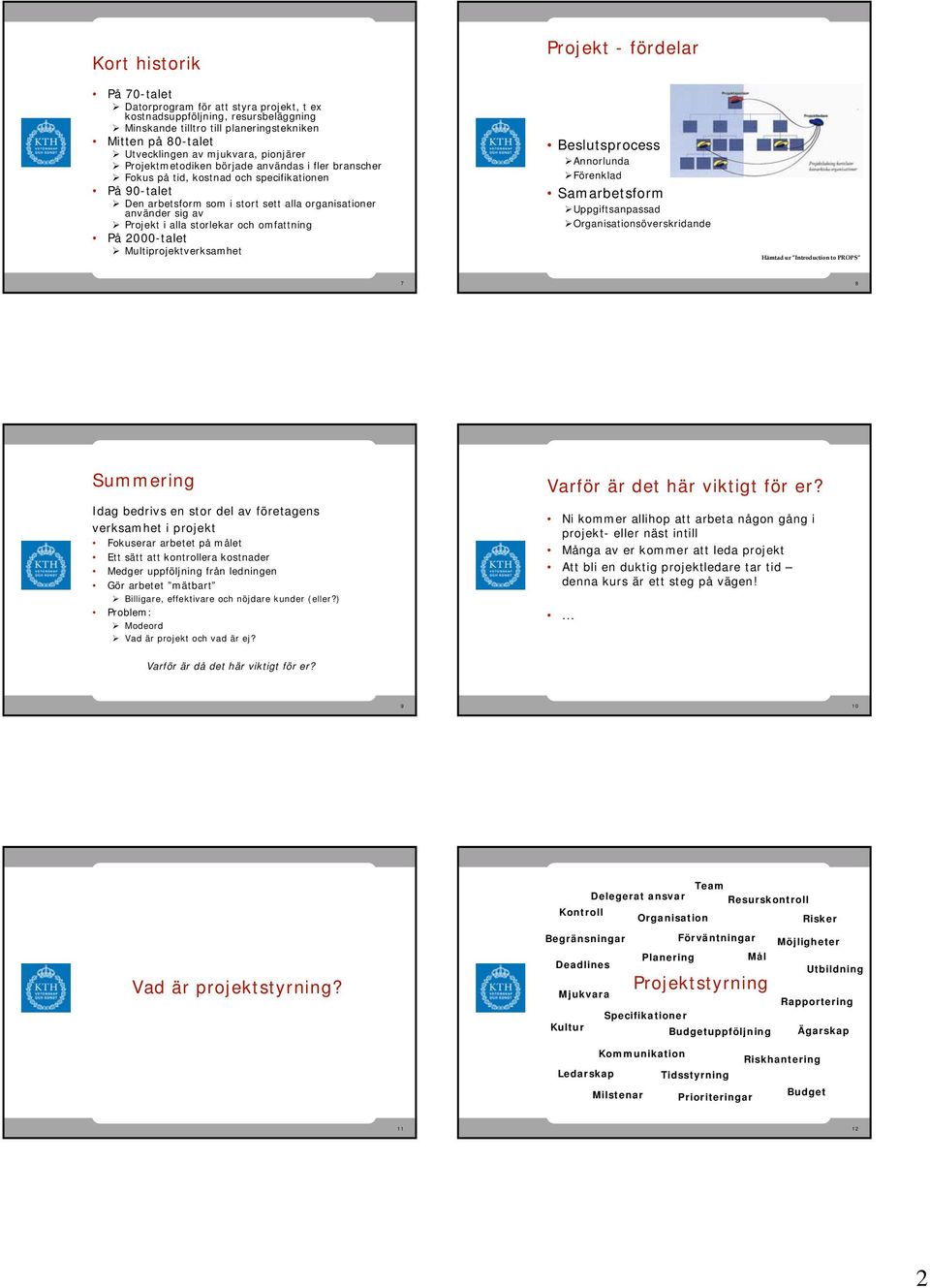 storlekar och omfattning På 2000-talet Multiprojektverksamhet Projekt - fördelar Beslutsprocess Annorlunda Förenklad Samarbetsform Uppgiftsanpassad Organisationsöverskridande Hämtad ur Introduction