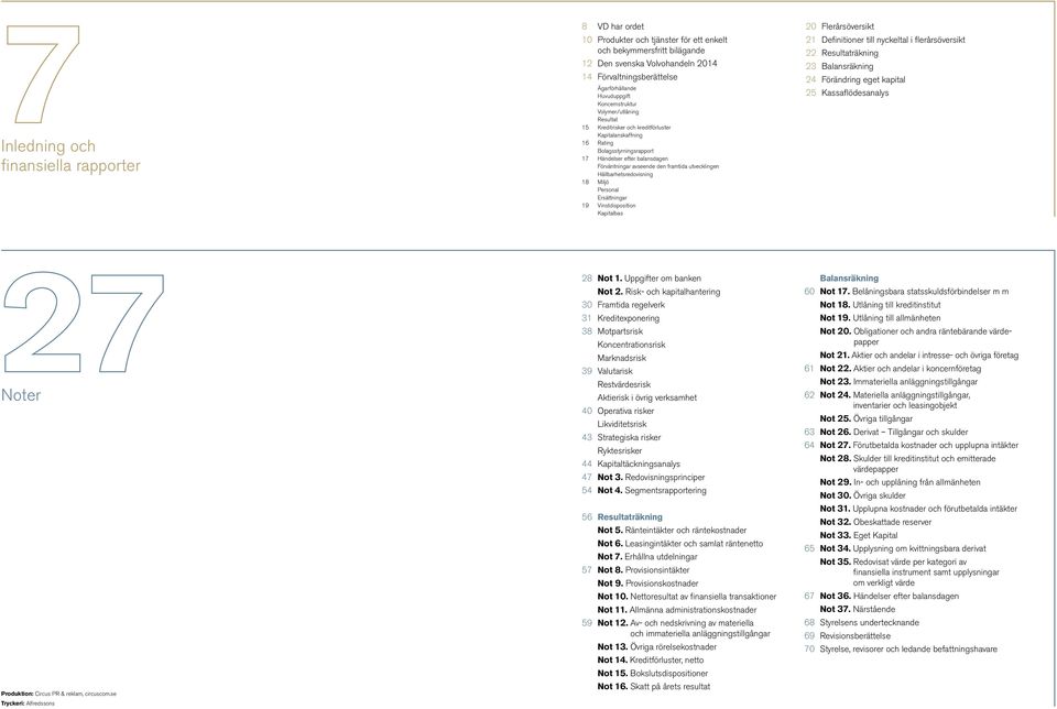 den framtida utvecklingen Hållbarhetsredovisning 18 Miljö Personal Ersättningar 19 Vinstdisposition Kapitalbas 20 Flerårsöversikt 21 Definitioner till nyckeltal i flerårsöversikt 22 Resultaträkning