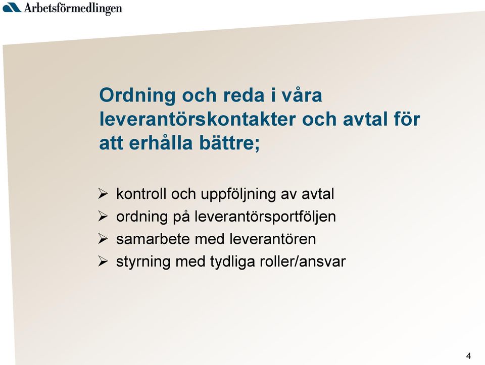 uppföljning av avtal ordning på