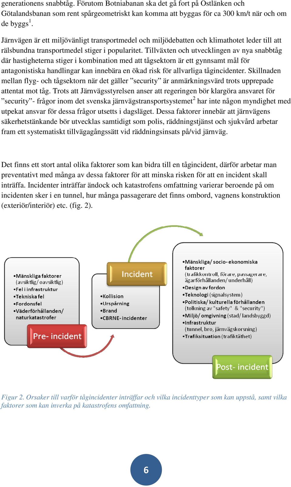 Tillväxten och utvecklingen av nya snabbtåg där hastigheterna stiger i kombination med att tågsektorn är ett gynnsamt mål för antagonistiska handlingar kan innebära en ökad risk för allvarliga