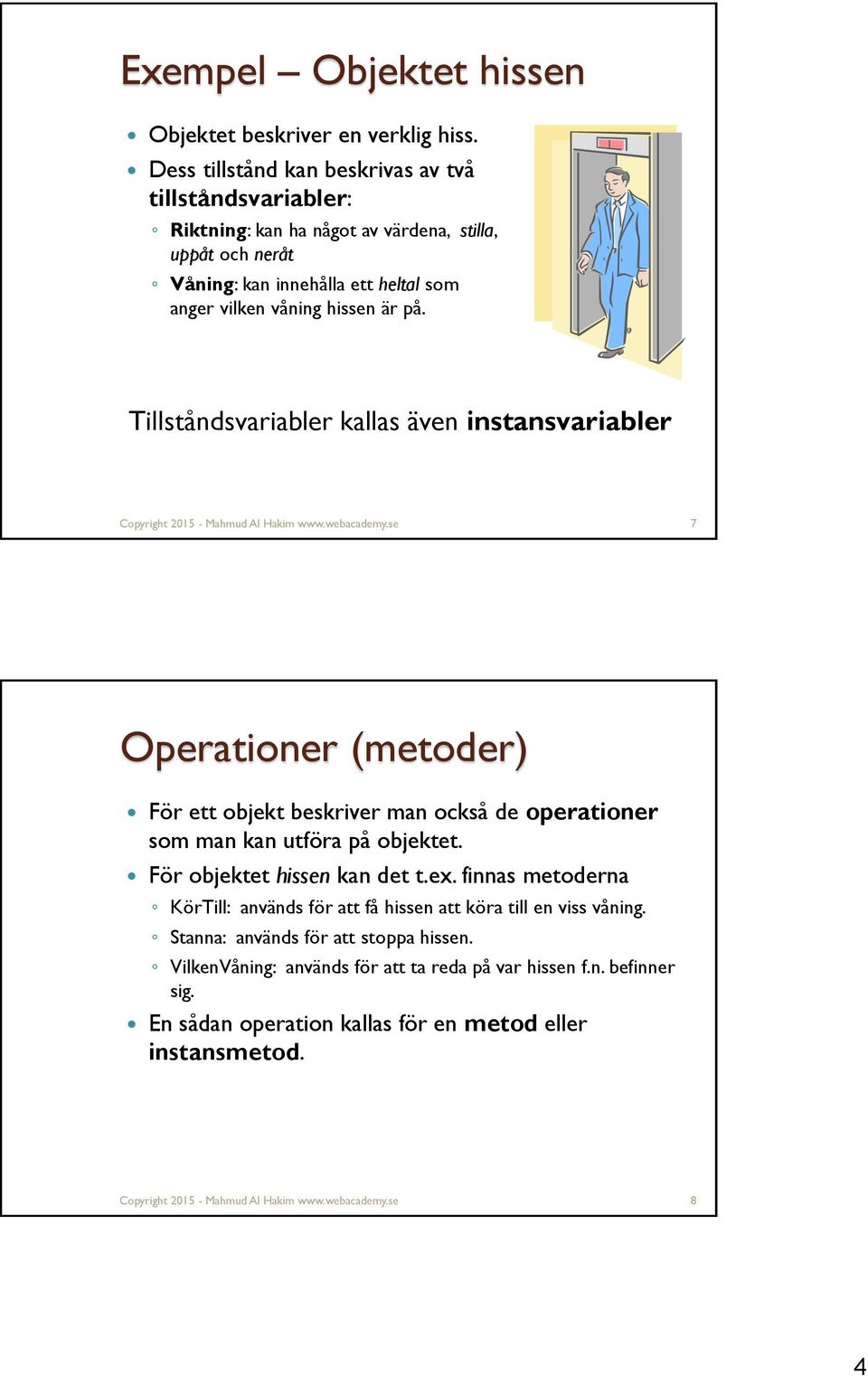 Tillståndsvariabler kallas även instansvariabler Copyright 2015 - Mahmud Al Hakim www.webacademy.