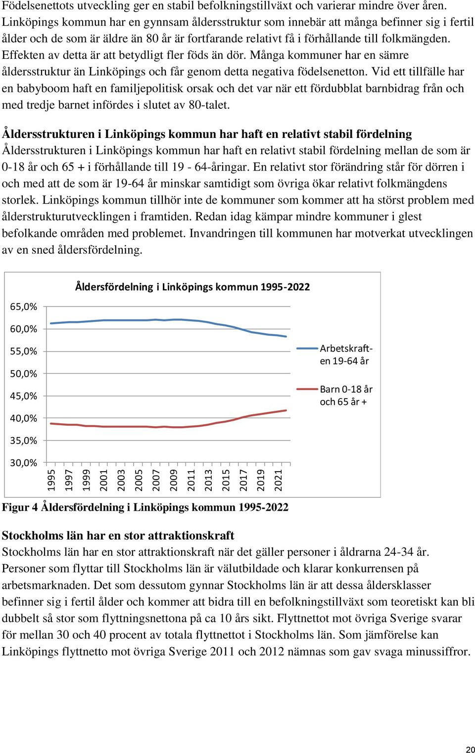 Effekten av detta är att betydligt fler föds än dör. Många kommuner har en sämre åldersstruktur än Linköpings och får genom detta negativa födelsenetton.