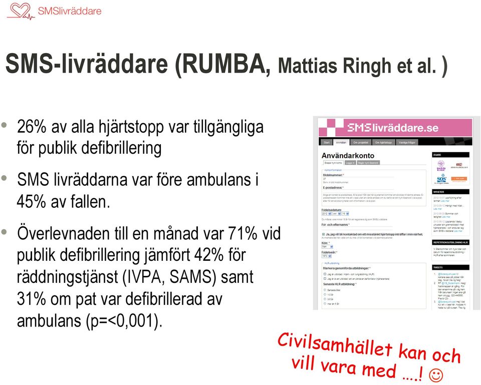 före ambulans i 45% av fallen.