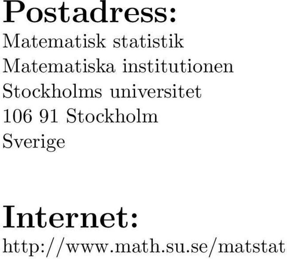 universitet 106 91 Stockholm Sverige
